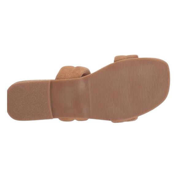 Steve Madden Wizen Sandal Tan Suede Textured Leather Slide Slip-On Flat 8 - Picture 6 of 10